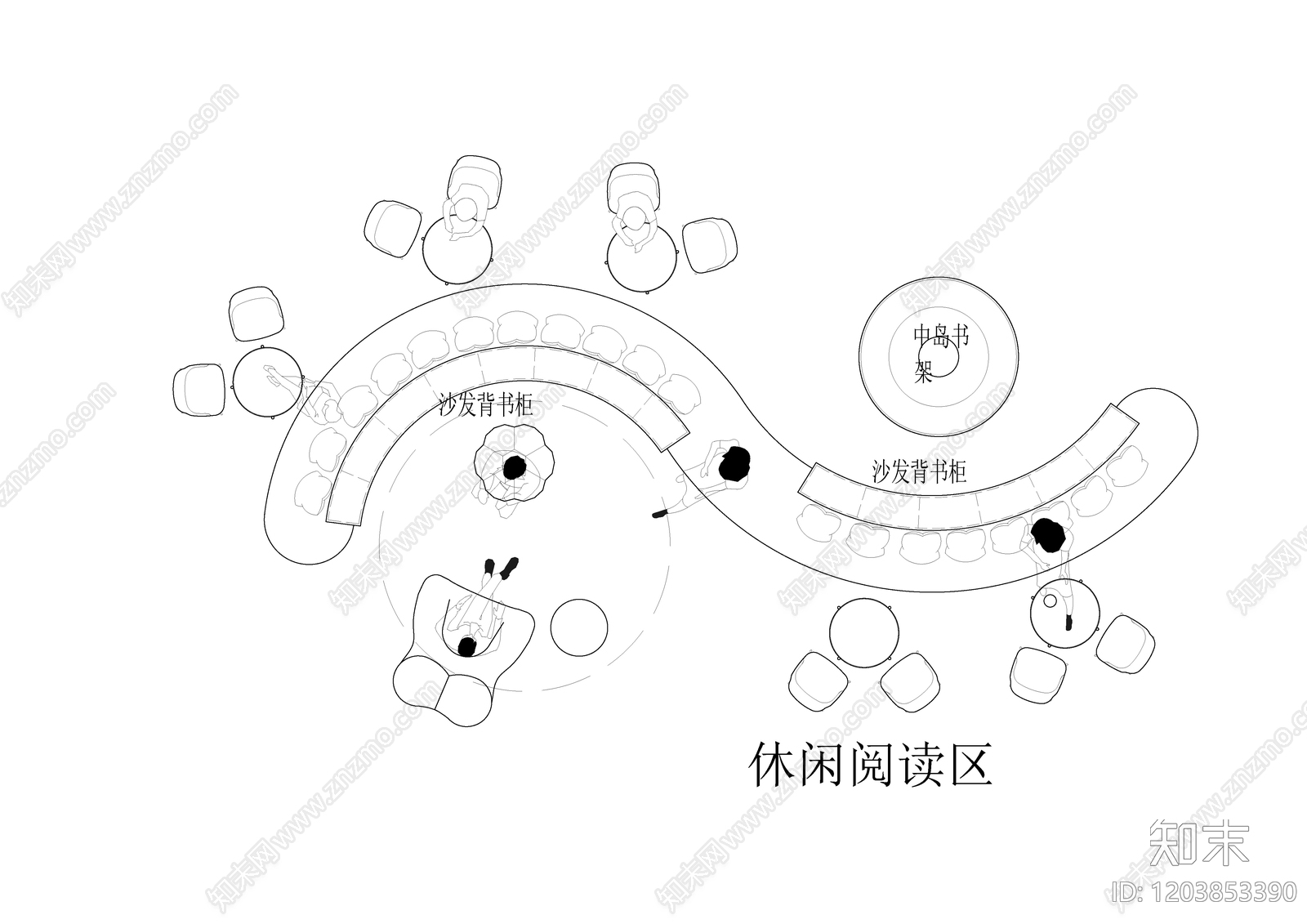 现代图书馆cad施工图下载【ID:1203853390】