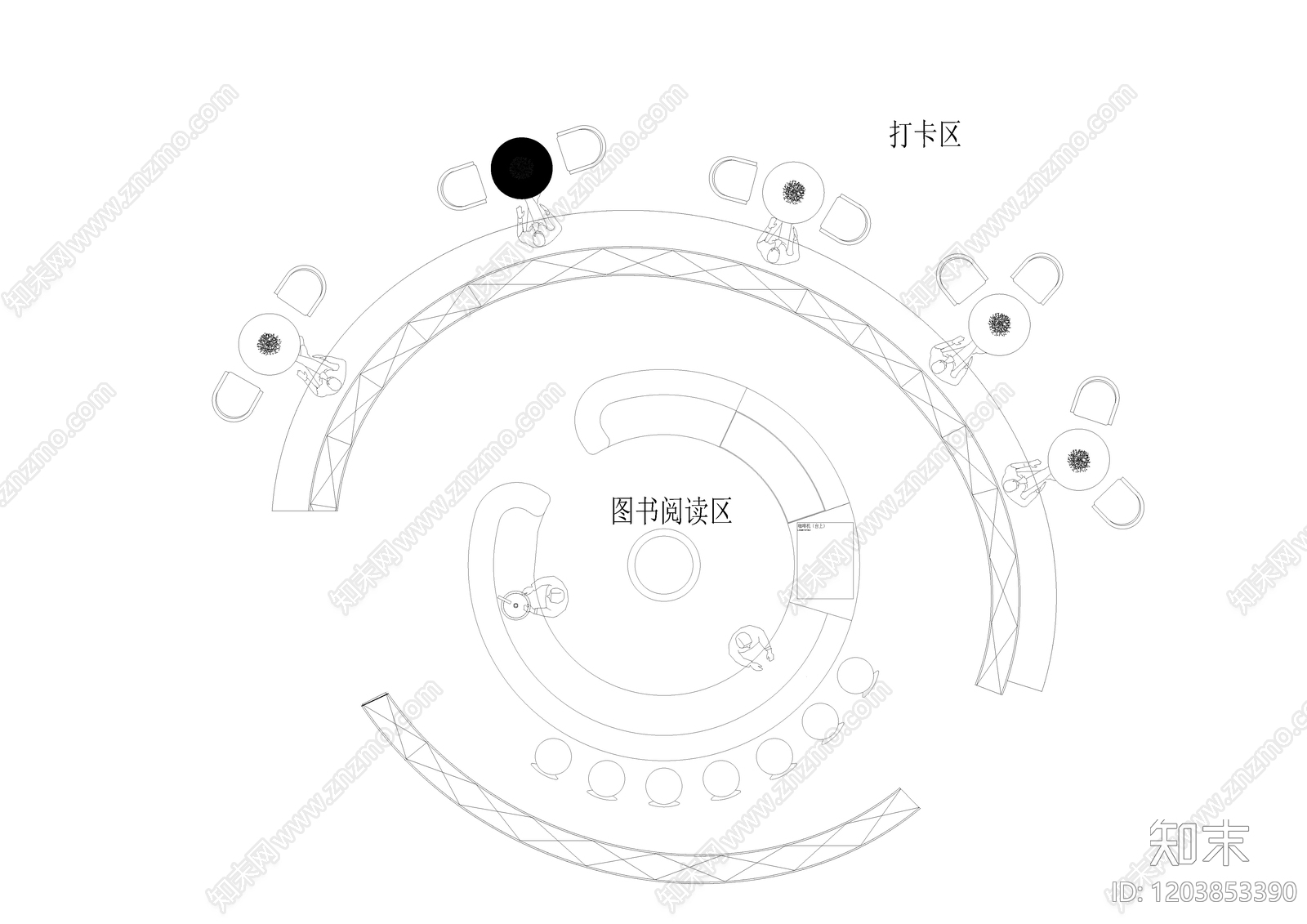 现代图书馆cad施工图下载【ID:1203853390】