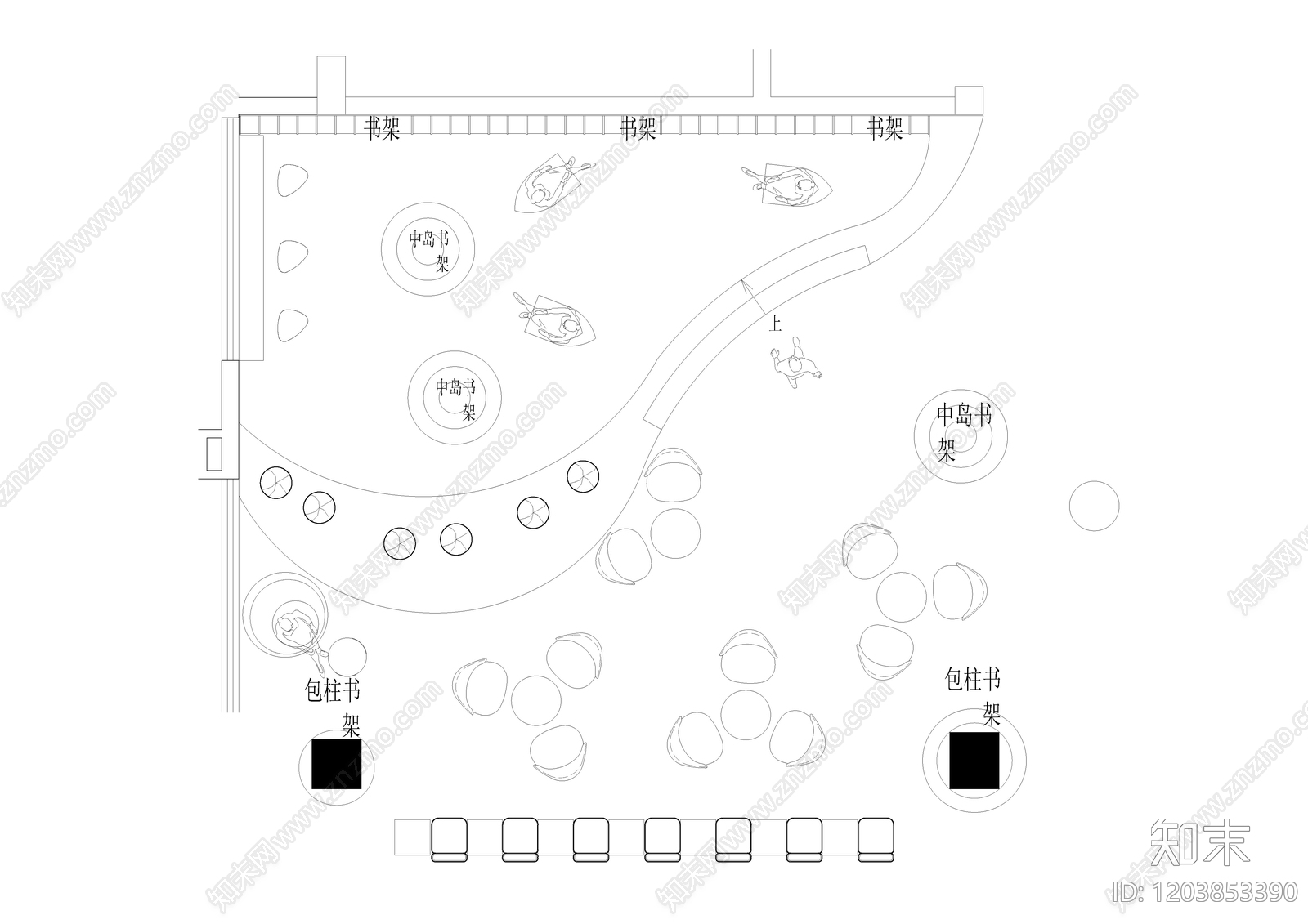 现代图书馆cad施工图下载【ID:1203853390】