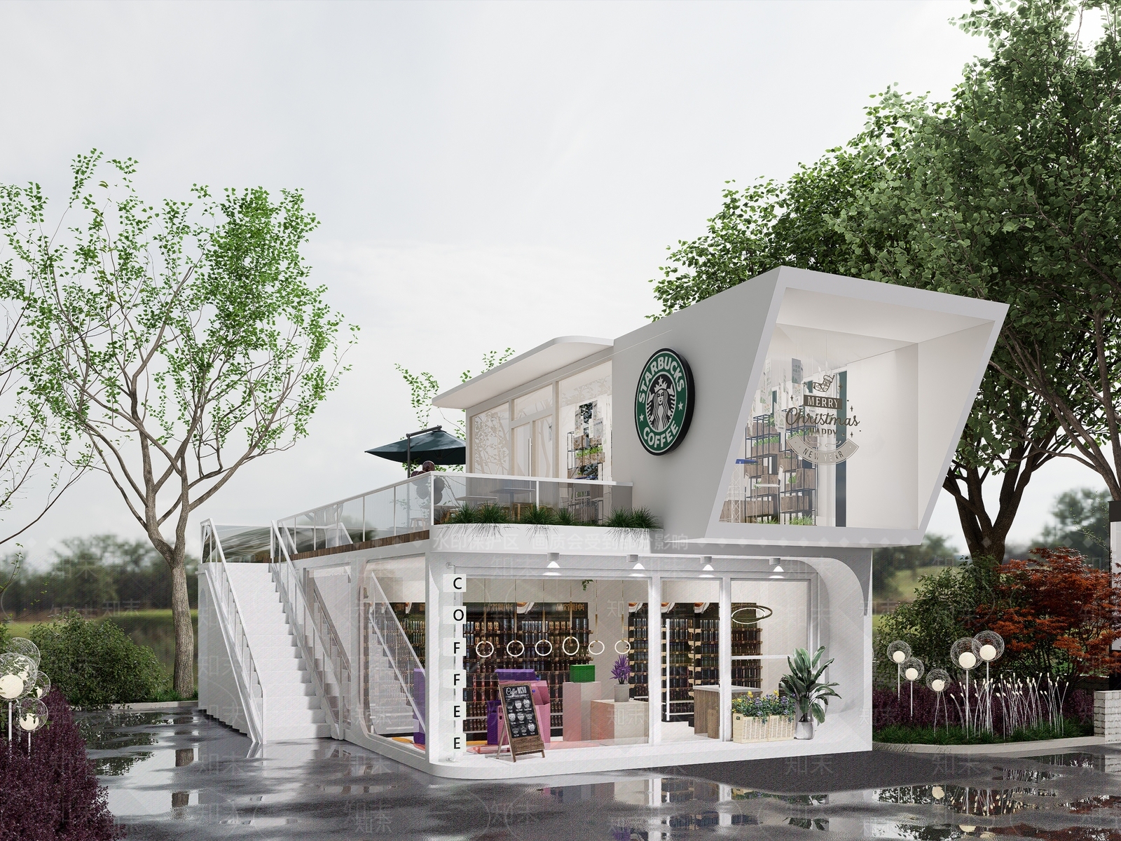 现代简欧咖啡厅SU模型下载【ID:1203854440】