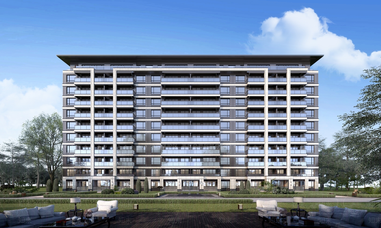 现代多层住宅楼3D模型下载【ID:1203859659】