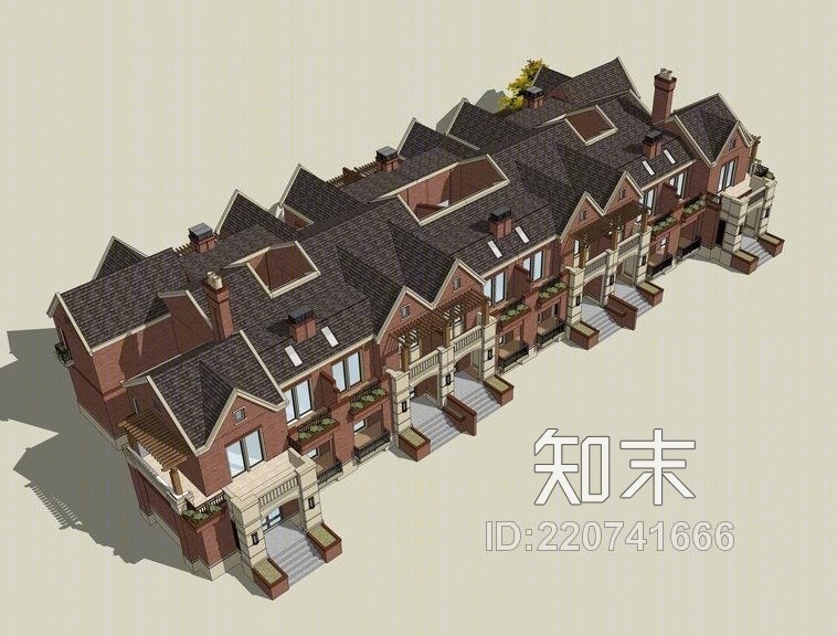 英式六联排别墅SU模型下载【ID:220741666】