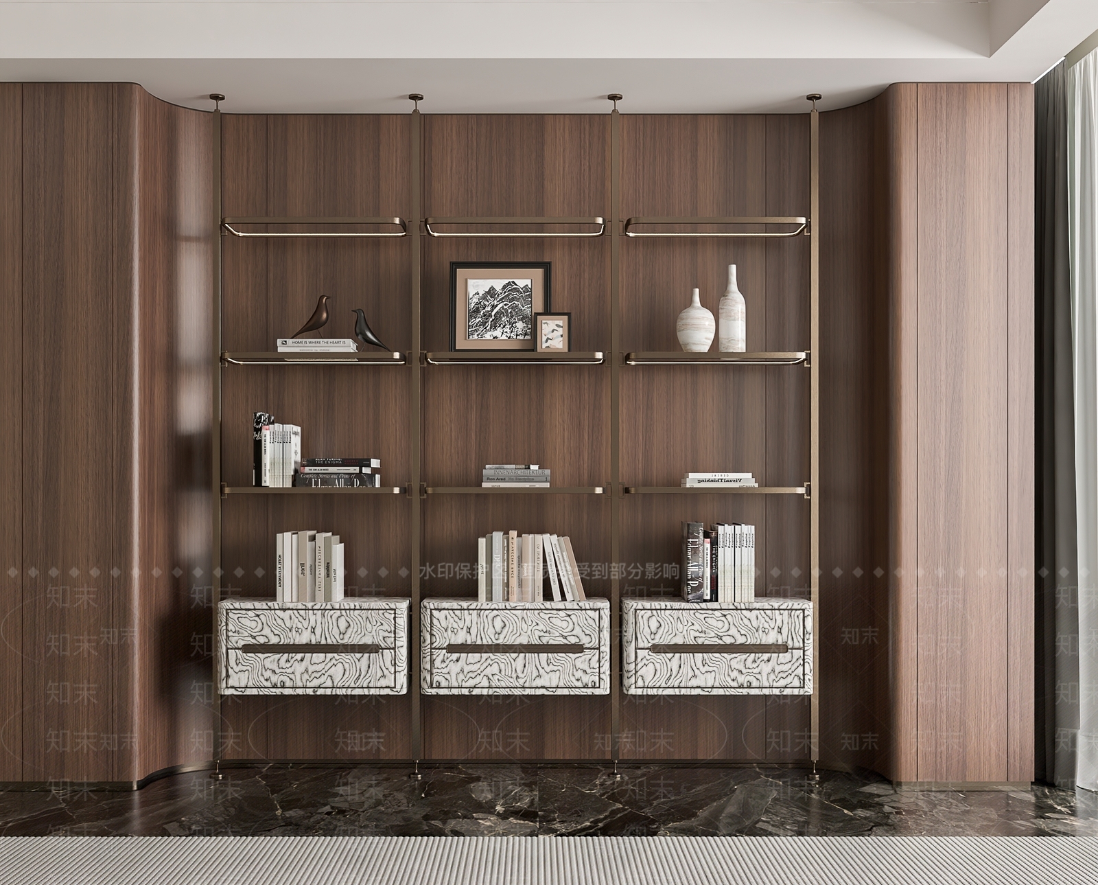现代轻奢书架3D模型下载【ID:1203862925】