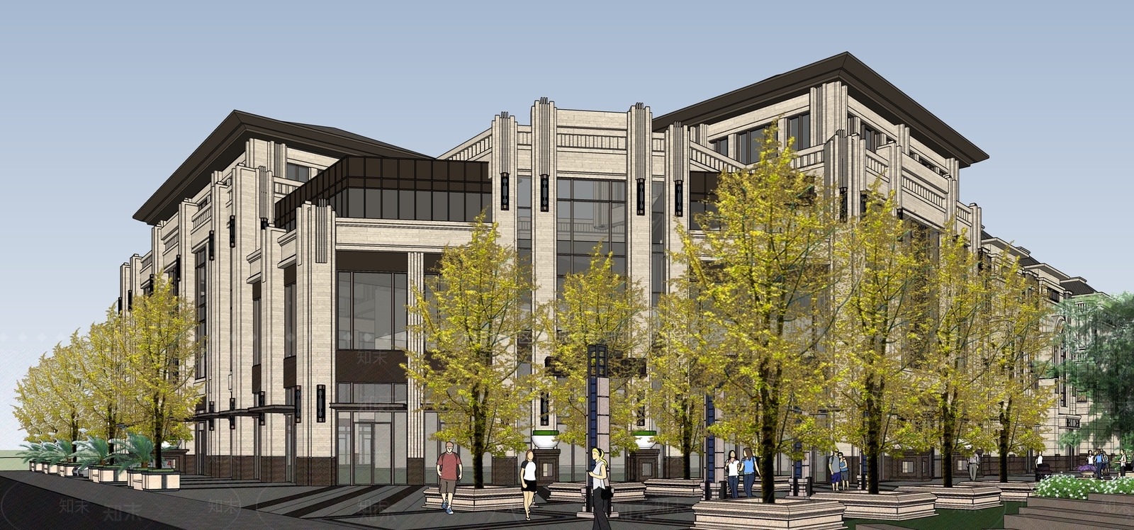 欧式简欧商业街SU模型下载【ID:1203865651】