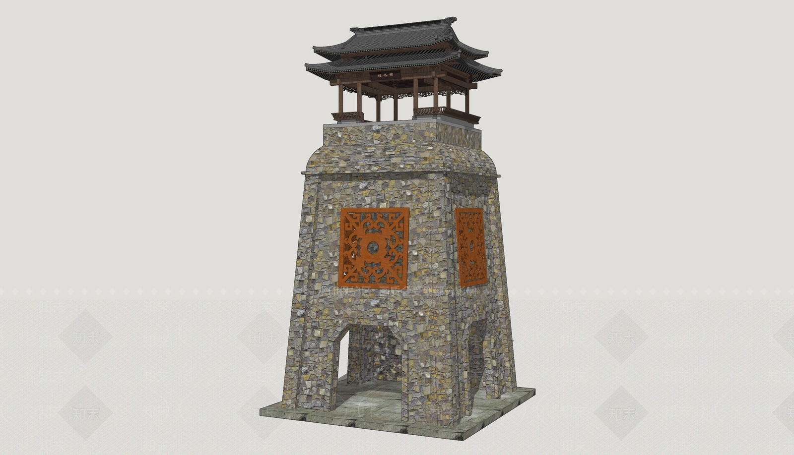 新中式塔楼SU模型下载【ID:1203867837】