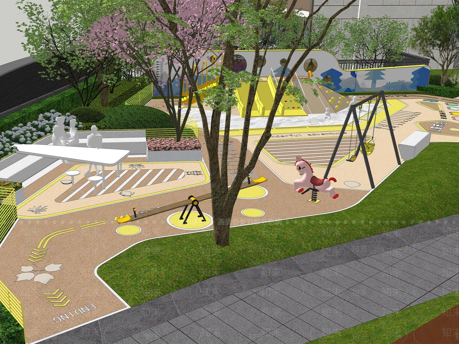 现代新中式小区景观SU模型下载【ID:1203875714】