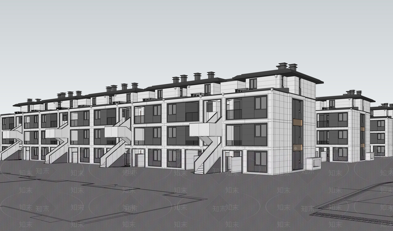 现代轻奢多层住宅SU模型下载【ID:1203877920】