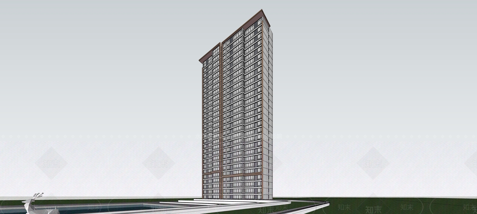 现代简约高层住宅SU模型下载【ID:1203879063】