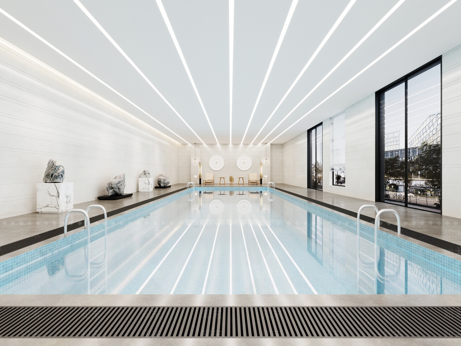 现代轻奢游泳馆3D模型下载【ID:1203879234】