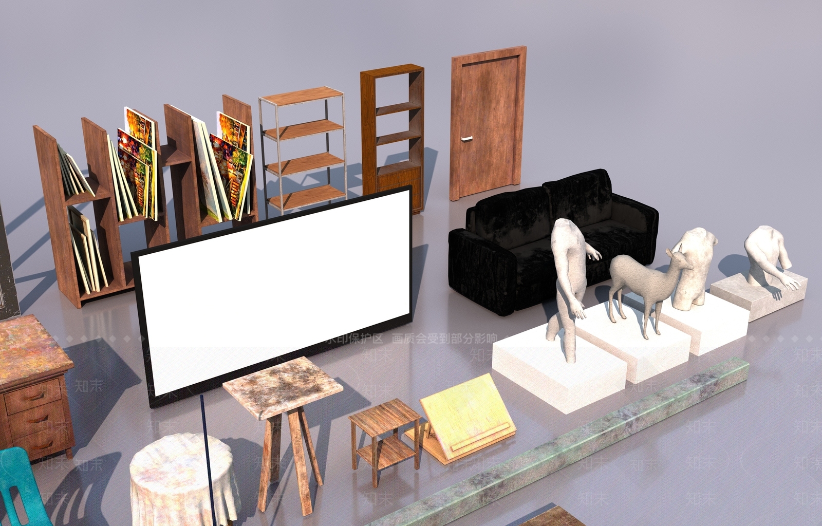 现代书桌椅3D模型下载【ID:1203881270】
