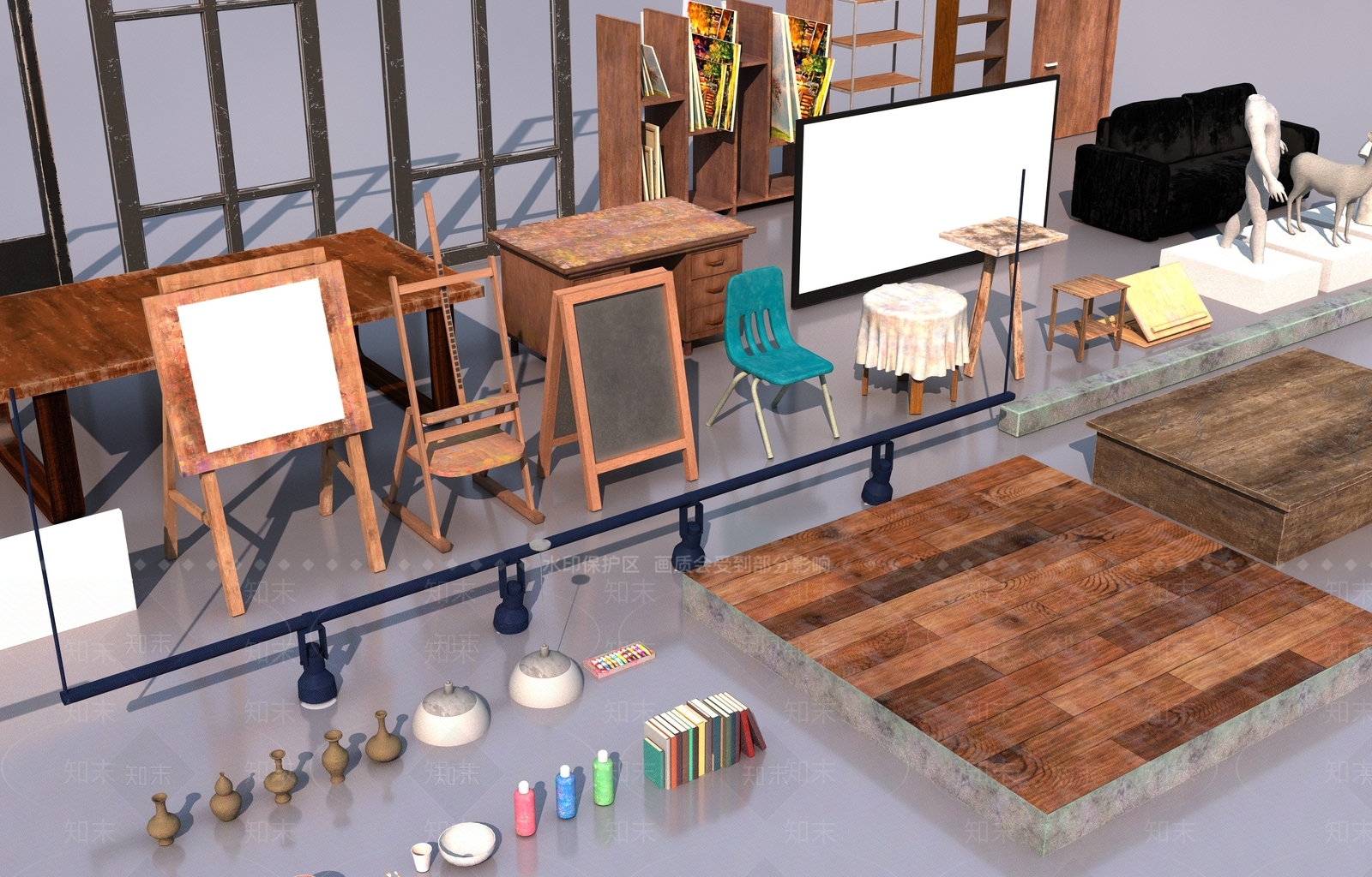 现代书桌椅3D模型下载【ID:1203881270】