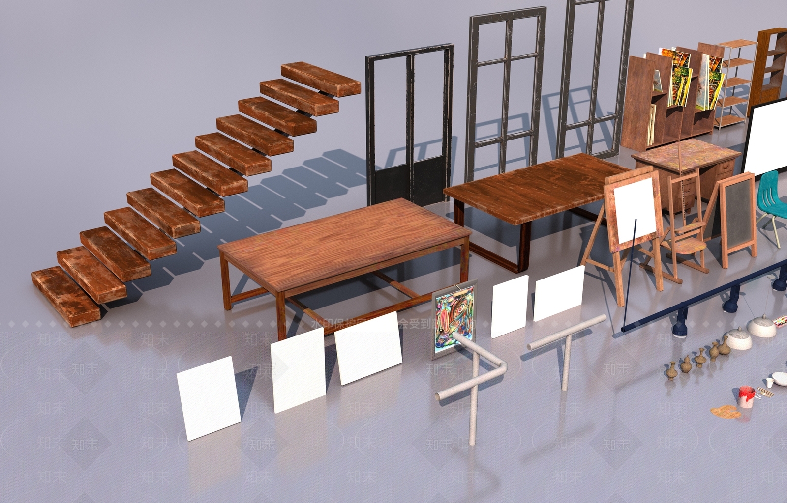 现代书桌椅3D模型下载【ID:1203881270】