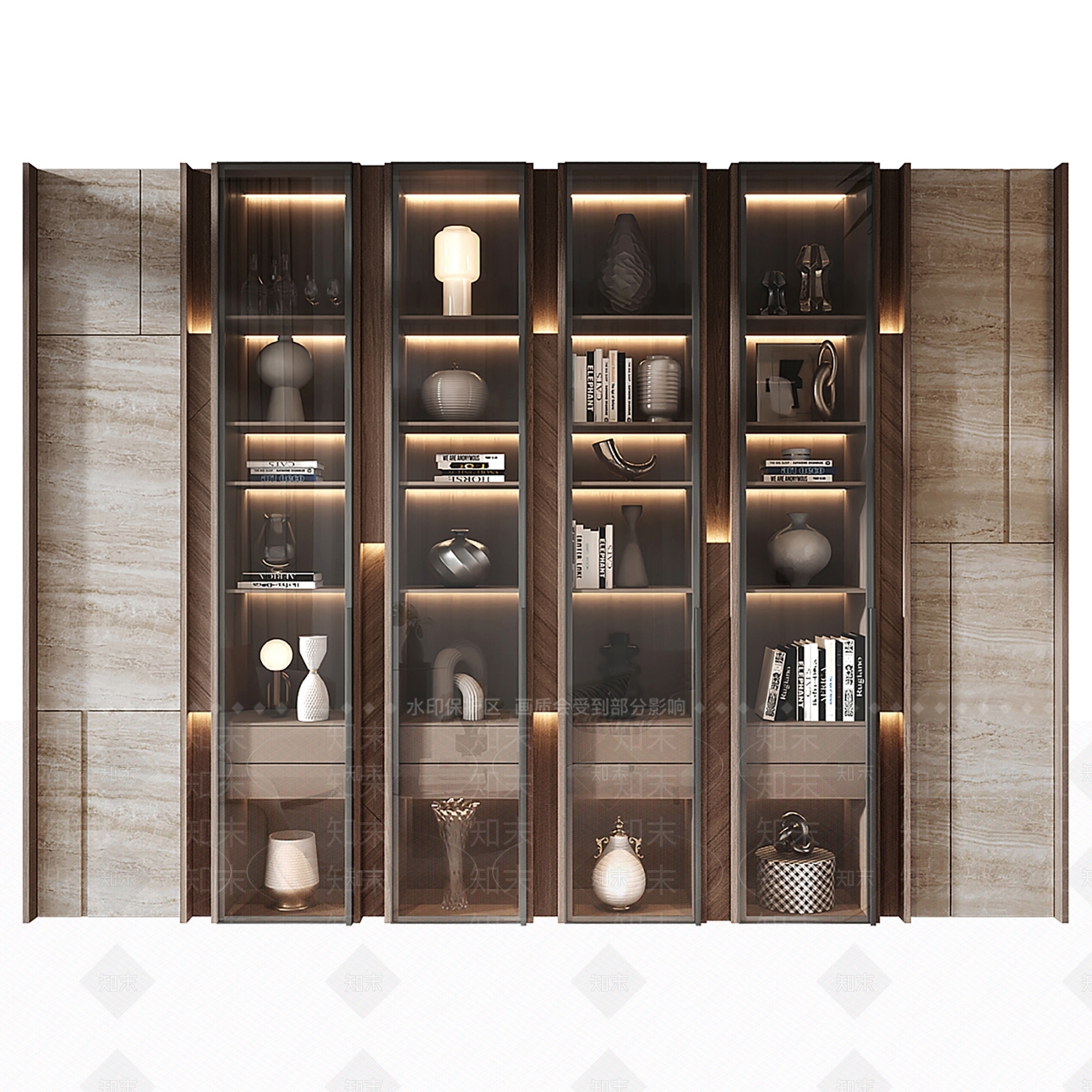 现代书柜3D模型下载【ID:1203883014】