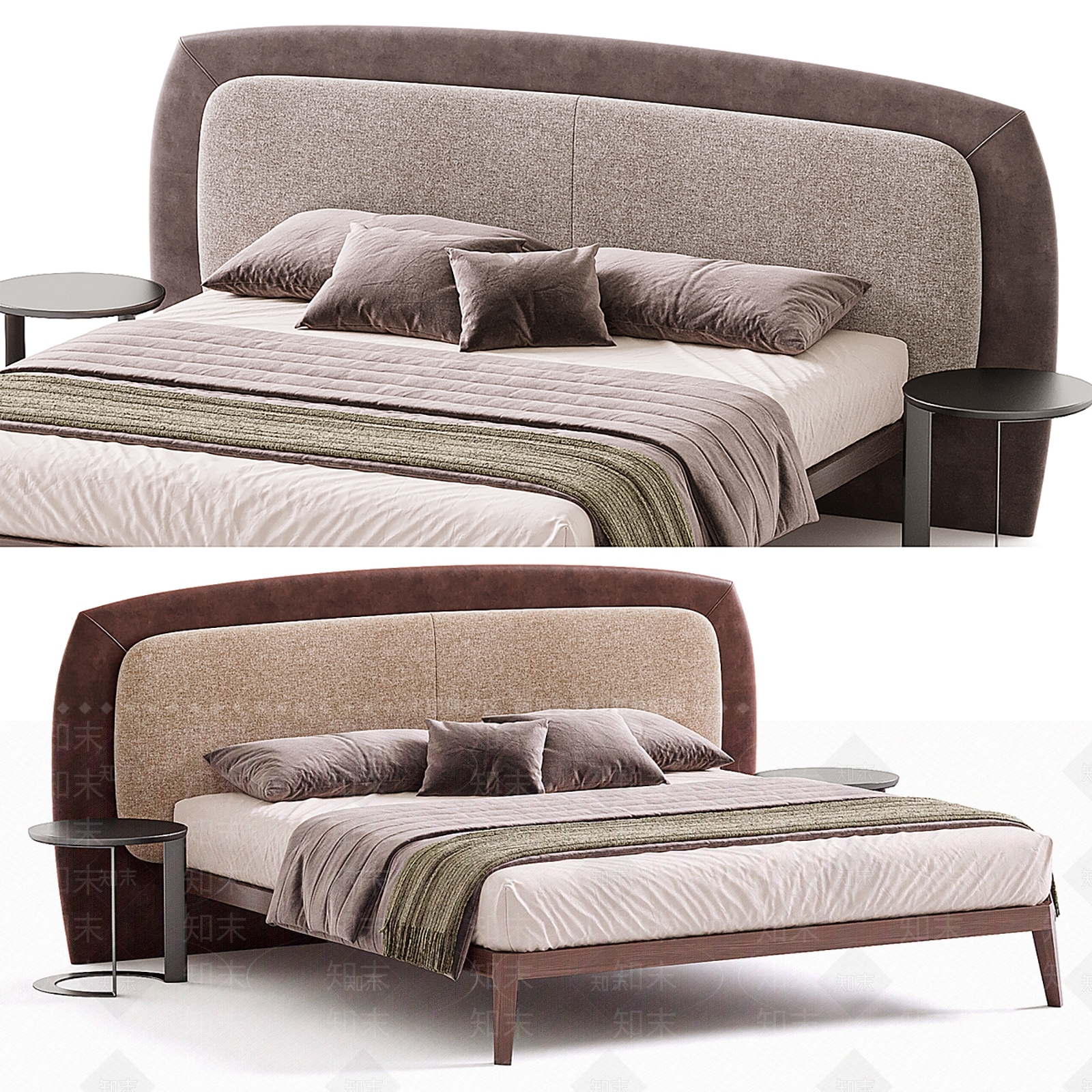 现代双人床3D模型下载【ID:1203883038】