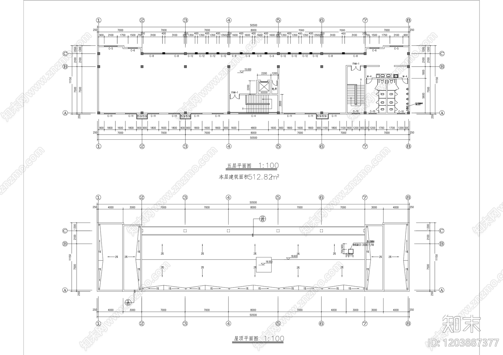 现代办公楼建筑cad施工图下载【ID:1203887377】