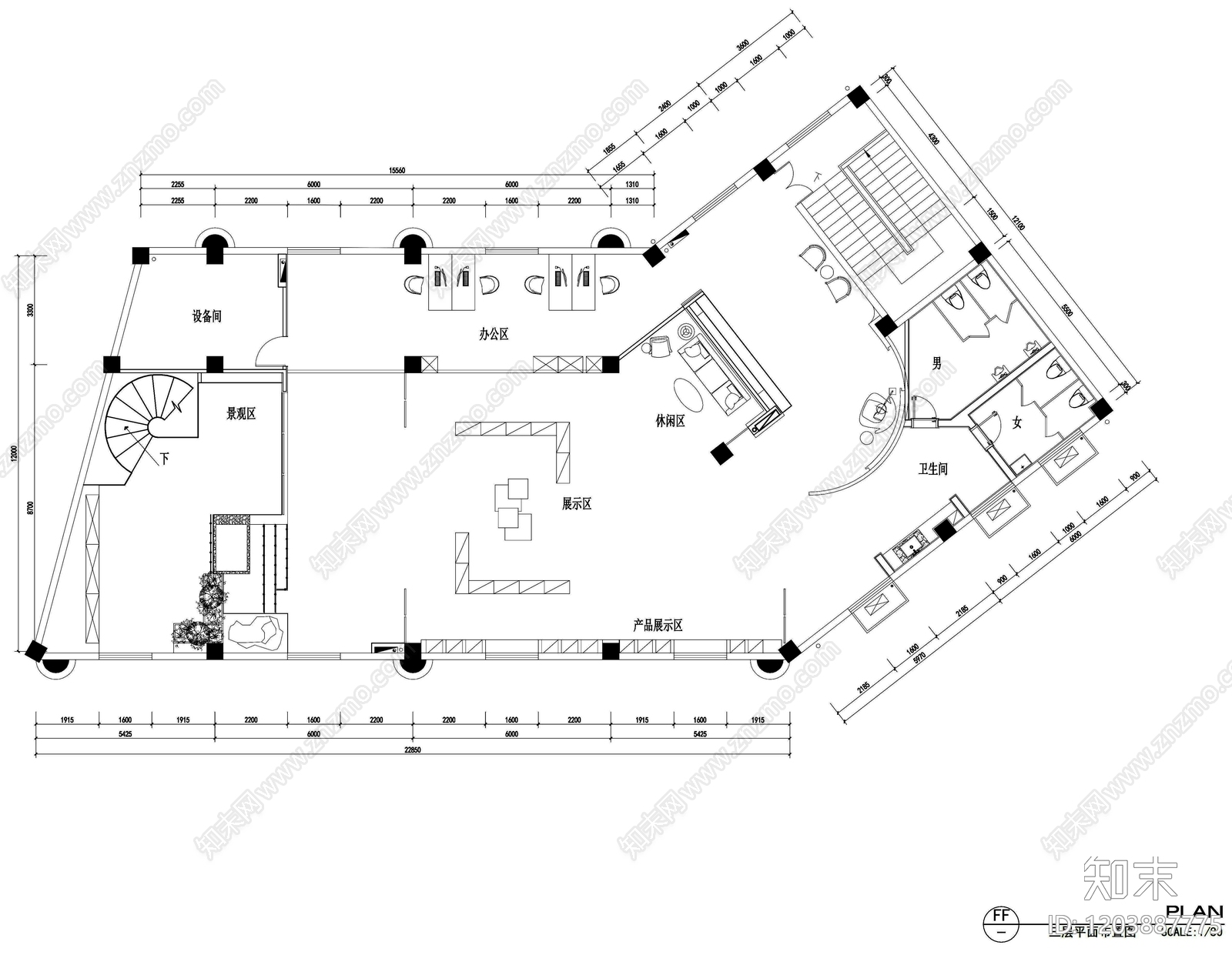 现代超市cad施工图下载【ID:1203887775】