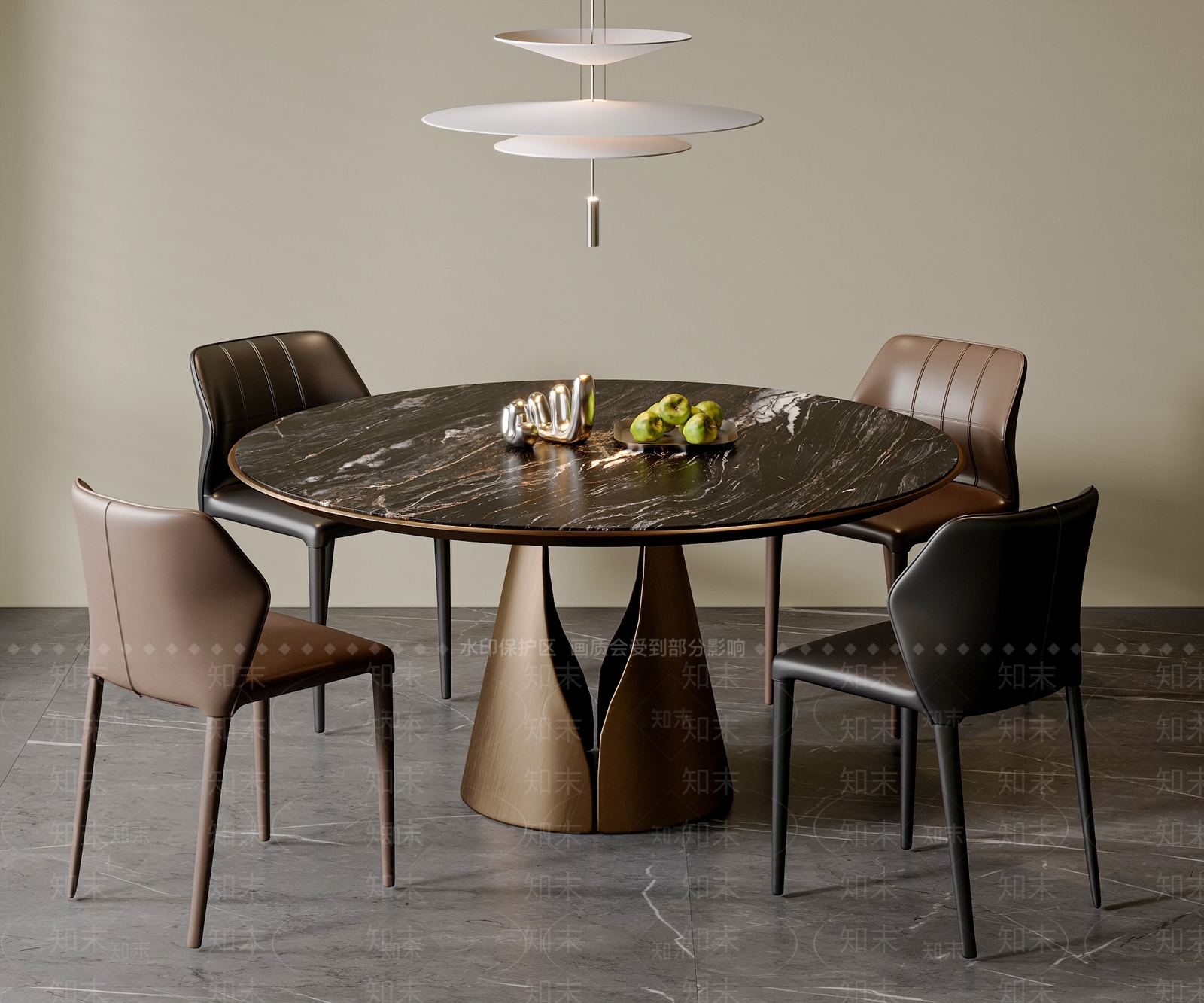 现代意式餐桌椅SU模型下载【ID:1203887804】