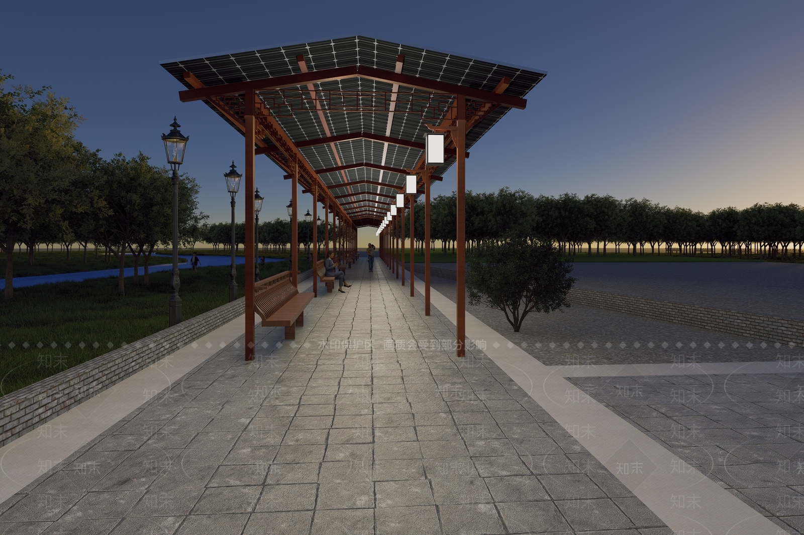 新中式连廊SU模型下载【ID:1203887837】