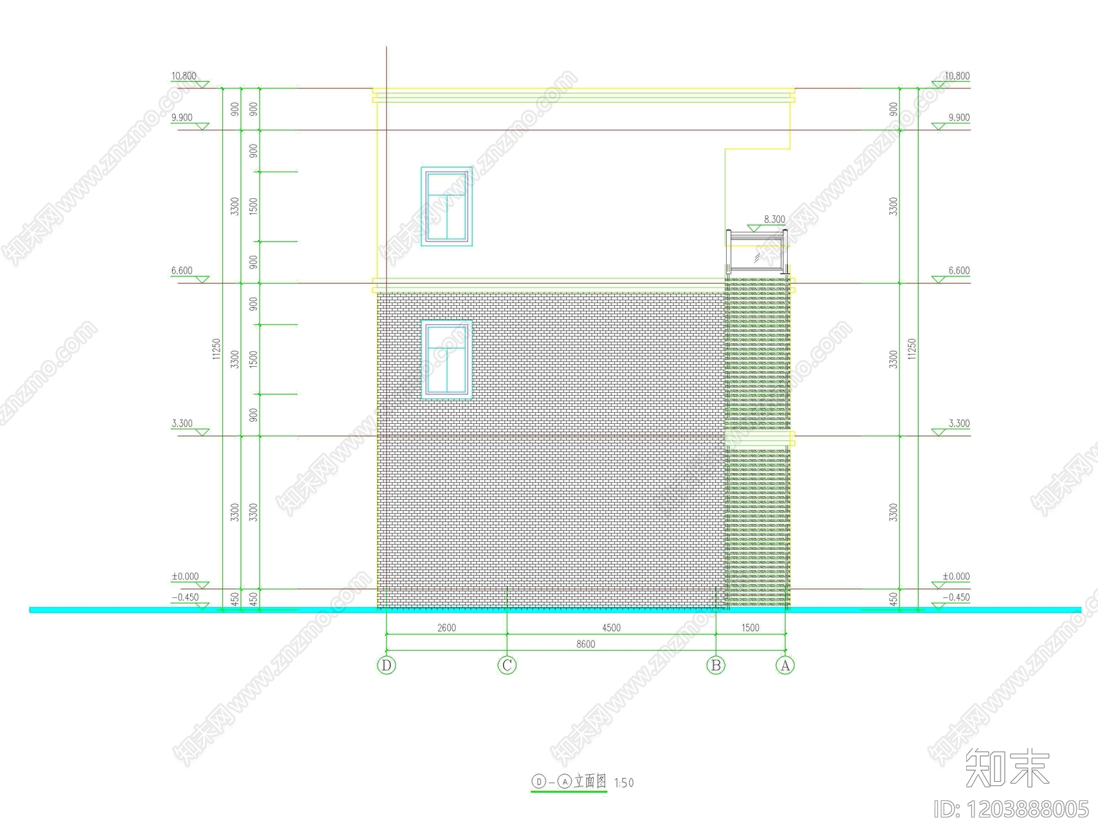 现代中式别墅建筑cad施工图下载【ID:1203888005】