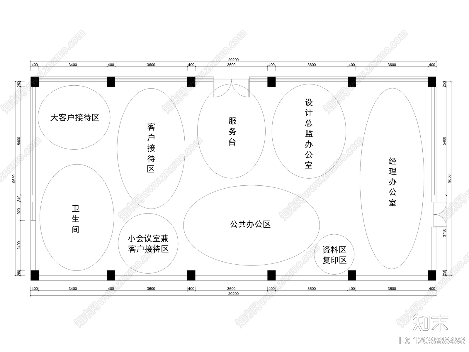 现代整体办公空间cad施工图下载【ID:1203888498】