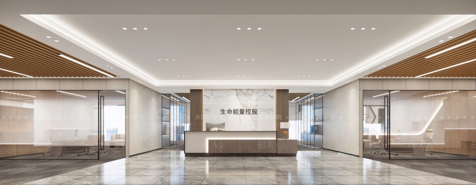现代简约办公大堂SU模型下载【ID:1203888875】
