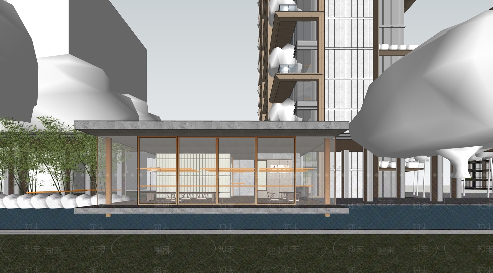 现代小区建筑SU模型下载【ID:1203891085】