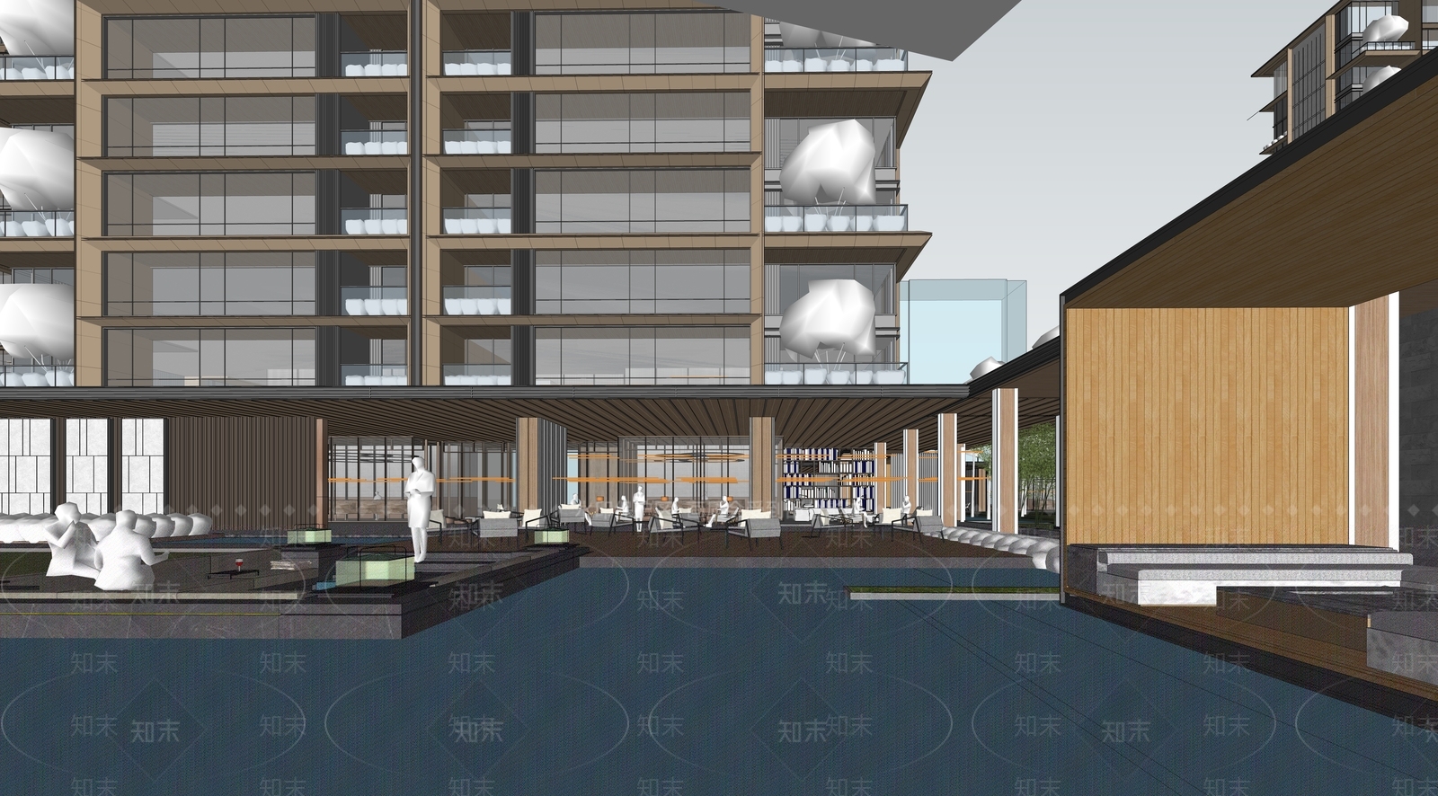 现代小区建筑SU模型下载【ID:1203891145】