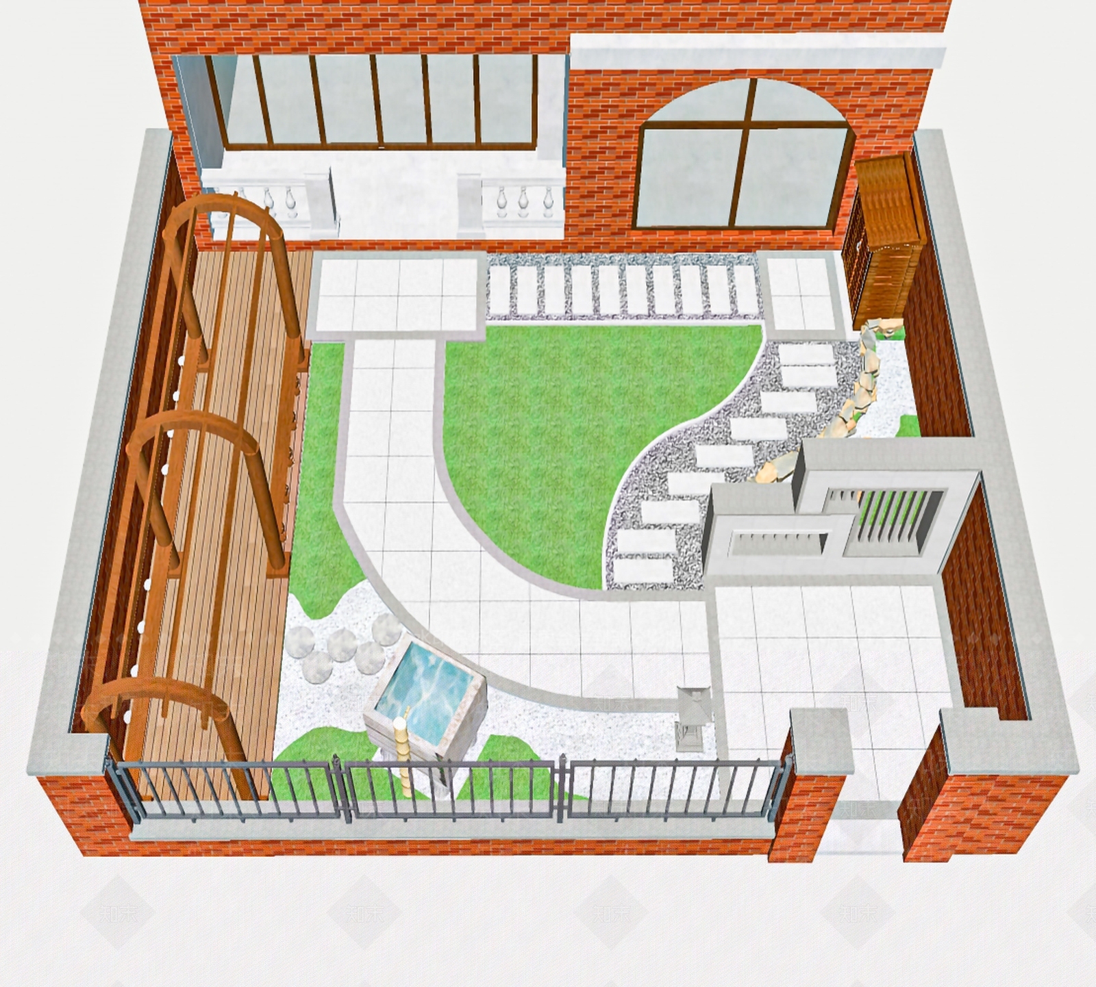 现代别墅庭院SU模型下载【ID:1203891131】