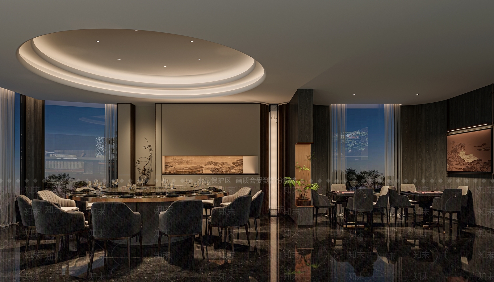 侘寂新中式中餐厅3D模型下载【ID:1203894019】