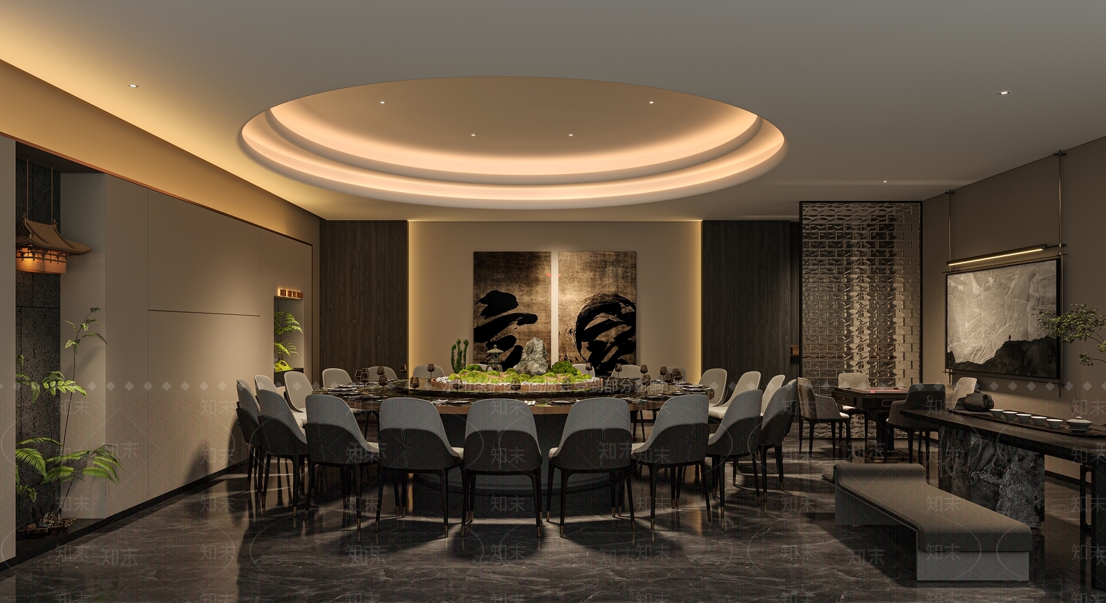 侘寂新中式中餐厅3D模型下载【ID:1203894329】