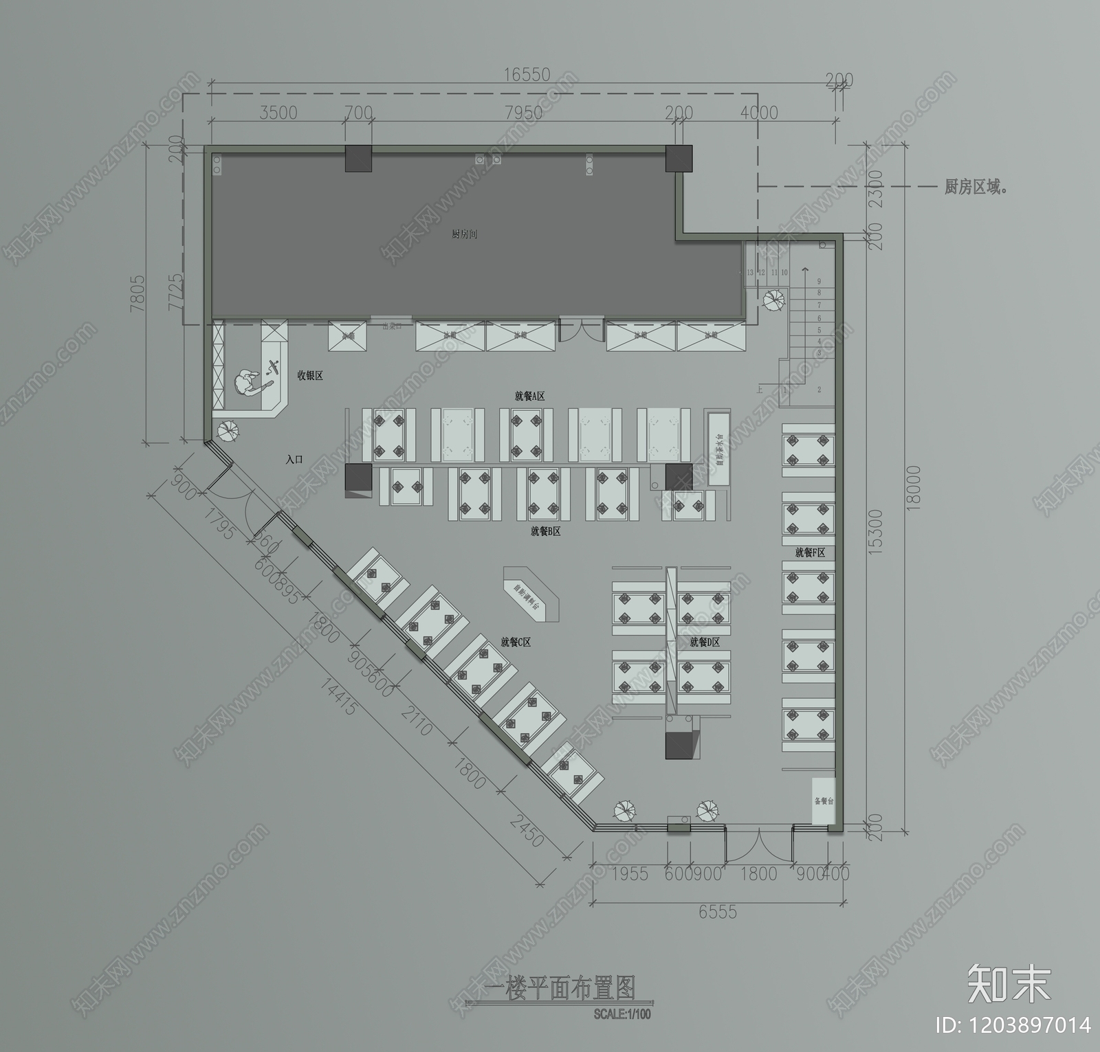 现代火锅店cad施工图下载【ID:1203897014】