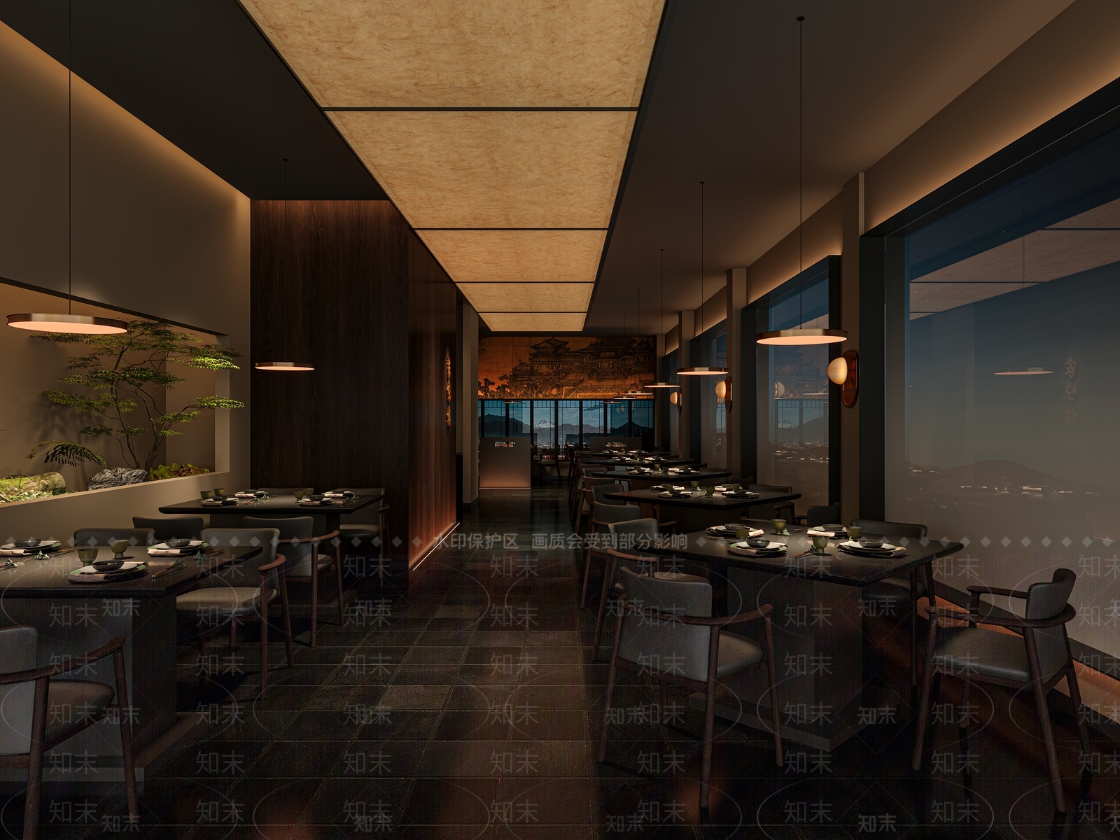 新中式中式中餐厅3D模型下载【ID:1203897909】