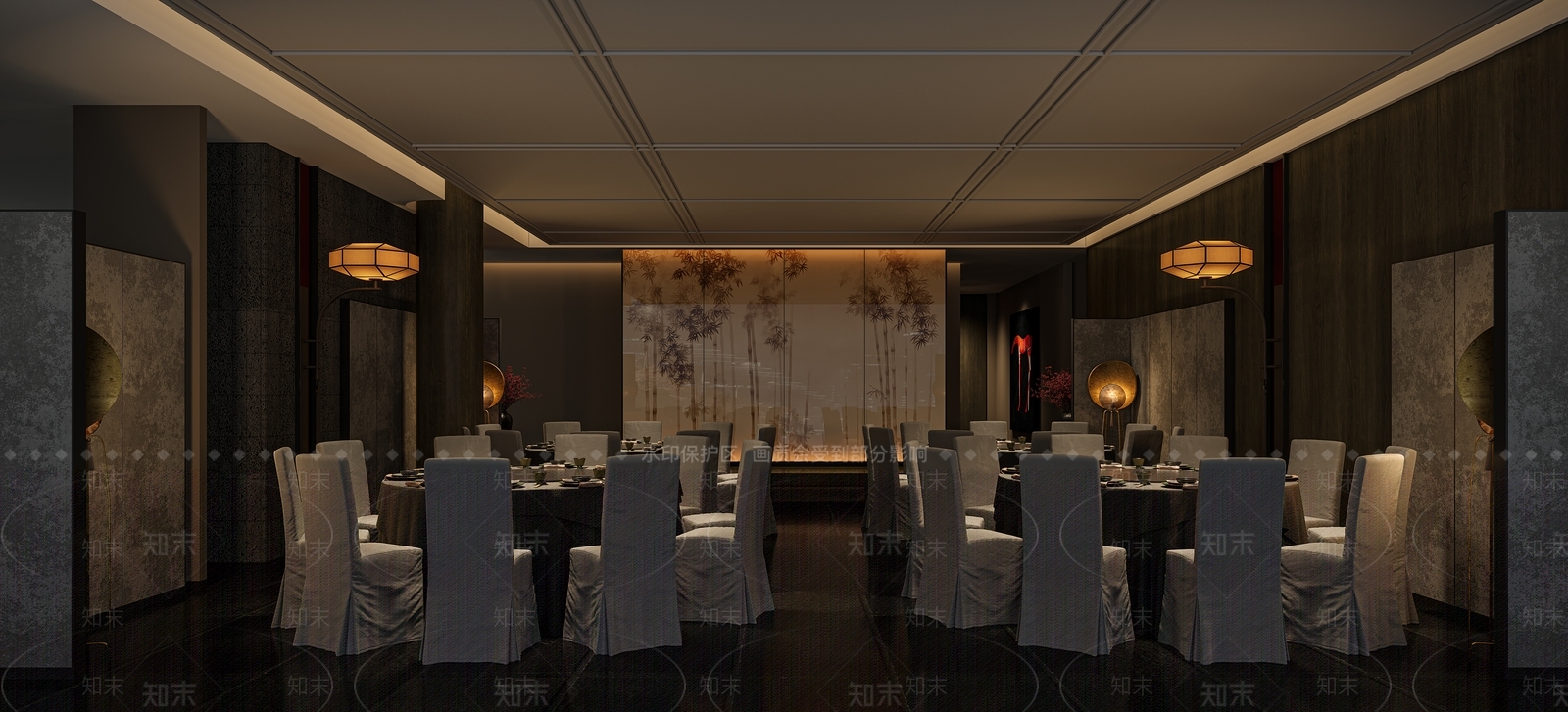 禅意新中式中餐厅3D模型下载【ID:1203900508】