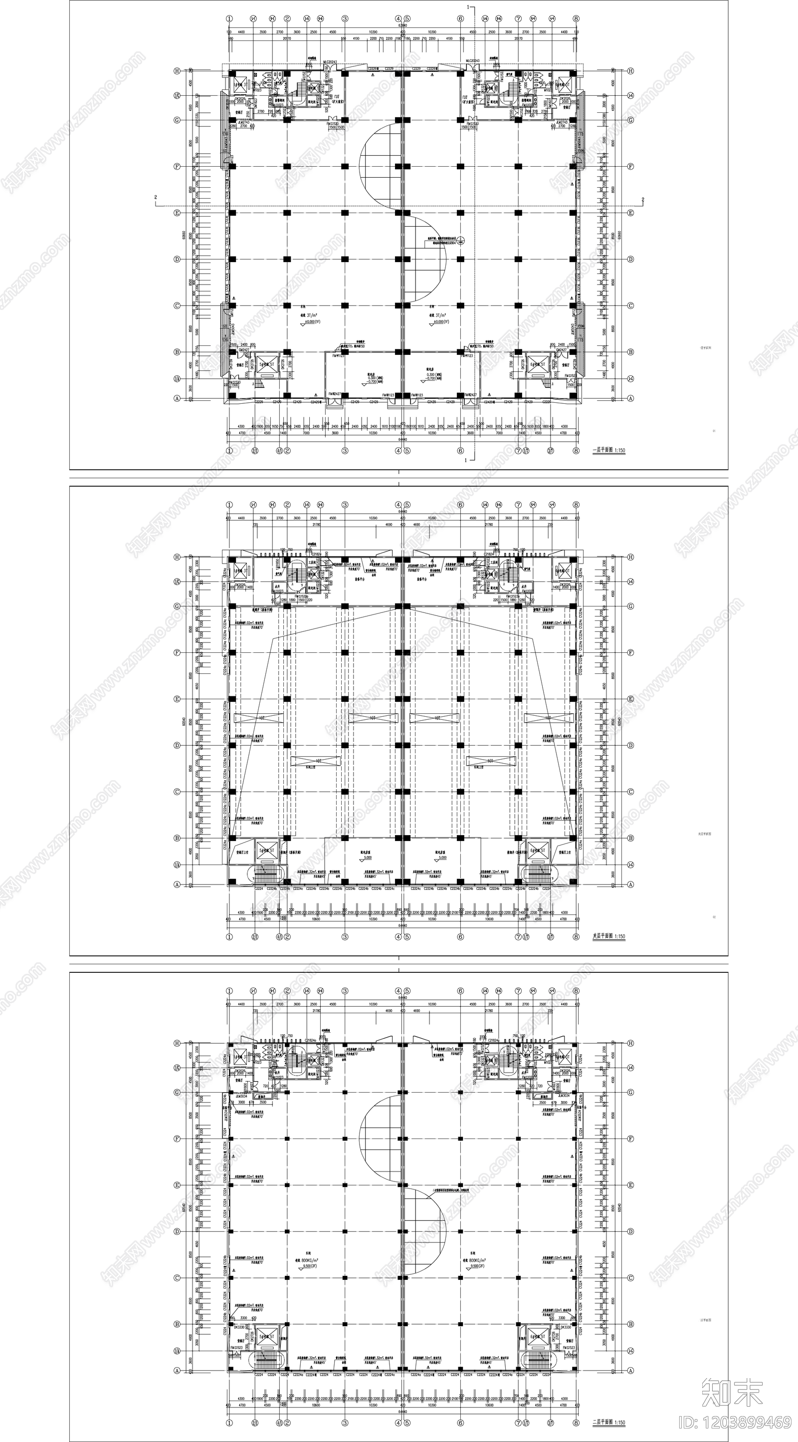 现代产业园建筑cad施工图下载【ID:1203899469】