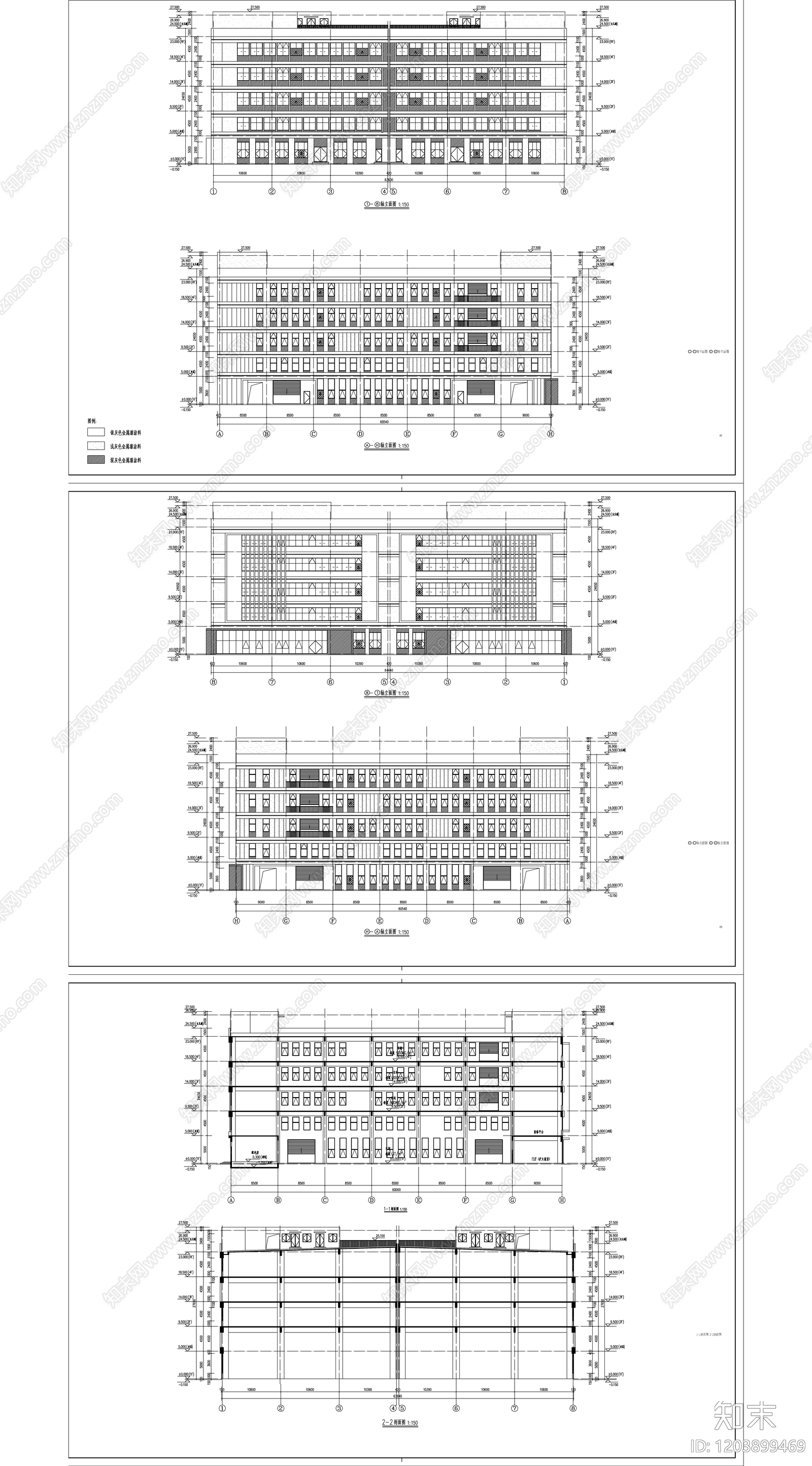 现代产业园建筑cad施工图下载【ID:1203899469】