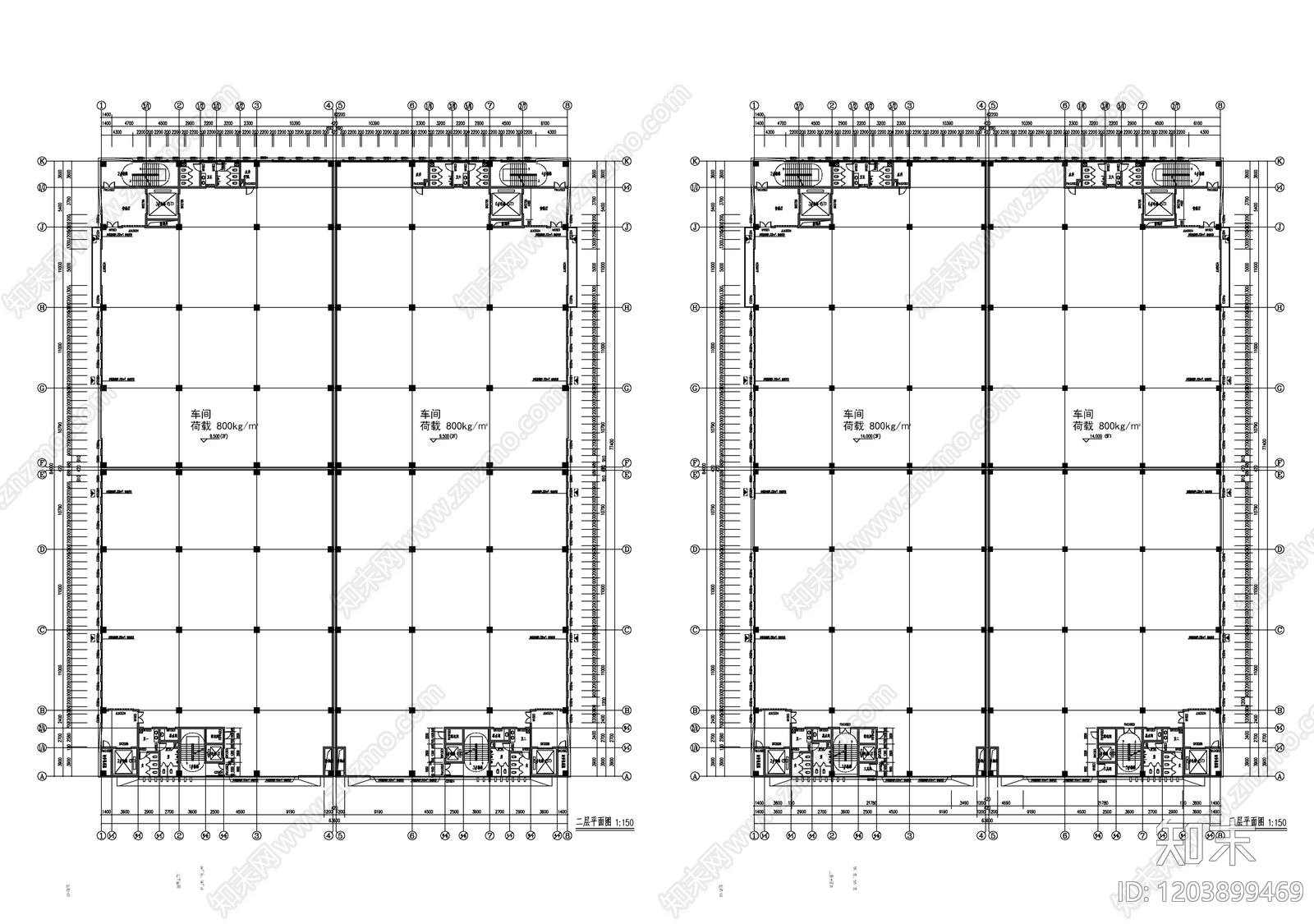 现代产业园建筑cad施工图下载【ID:1203899469】