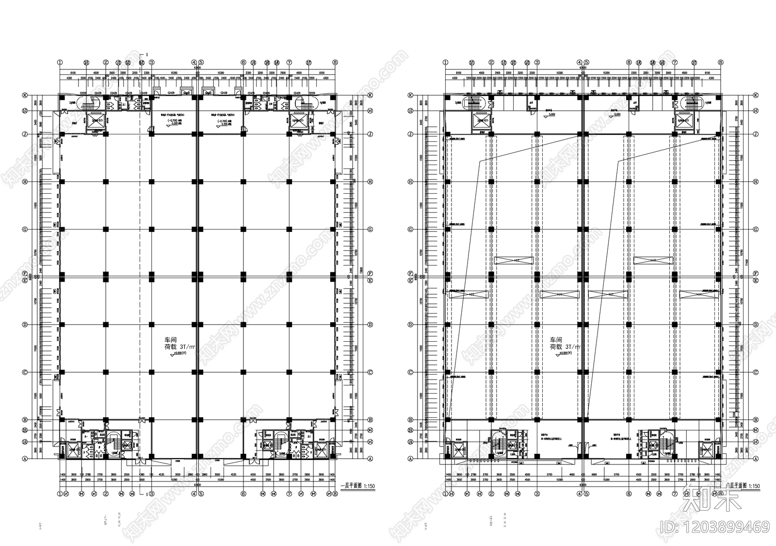 现代产业园建筑cad施工图下载【ID:1203899469】