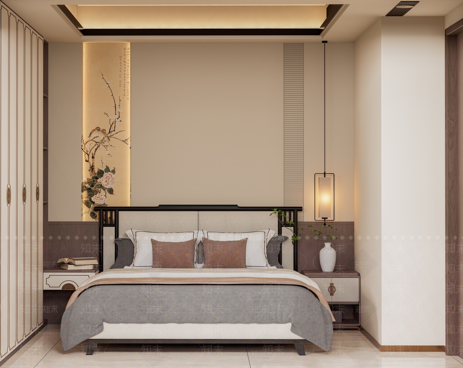 新中式家居卧室SU模型下载【ID:1203901934】