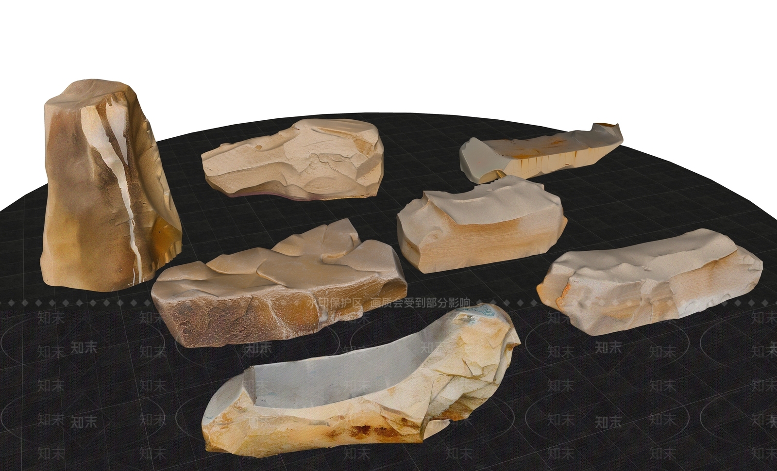 日式侘寂景观石SU模型下载【ID:1203903082】