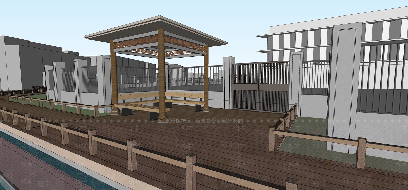 现代中式小公建SU模型下载【ID:1203903065】