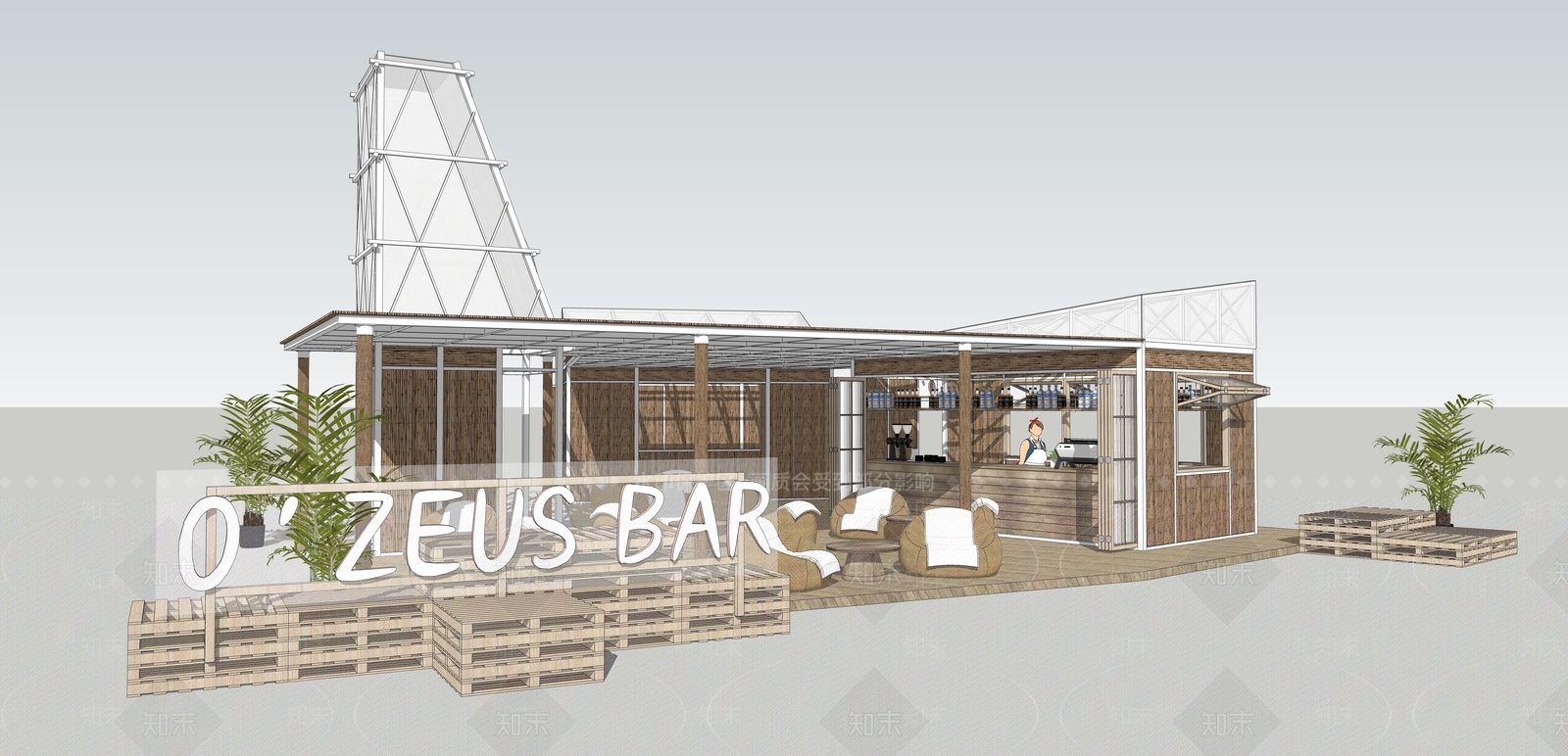 现代酒吧SU模型下载【ID:1203903152】