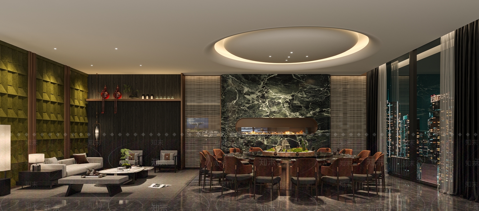 轻奢中式中餐厅3D模型下载【ID:1203903913】