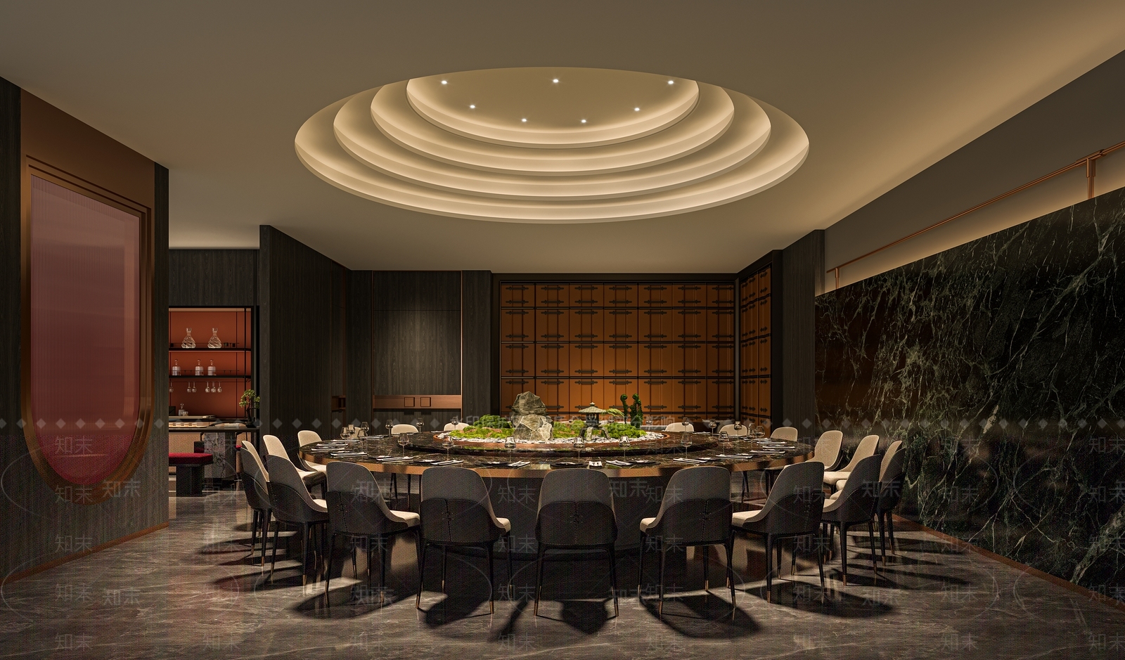 轻奢中式中餐厅3D模型下载【ID:1203905288】