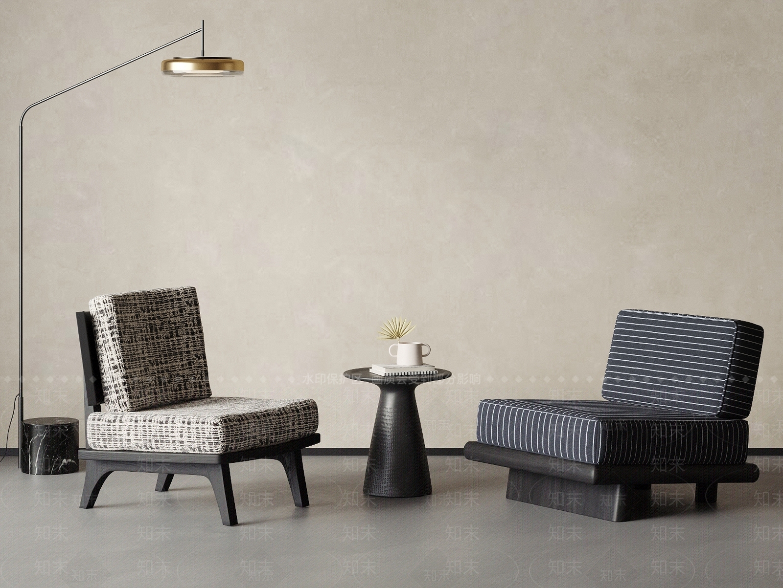 侘寂中古休闲桌椅3D模型下载【ID:1203906497】