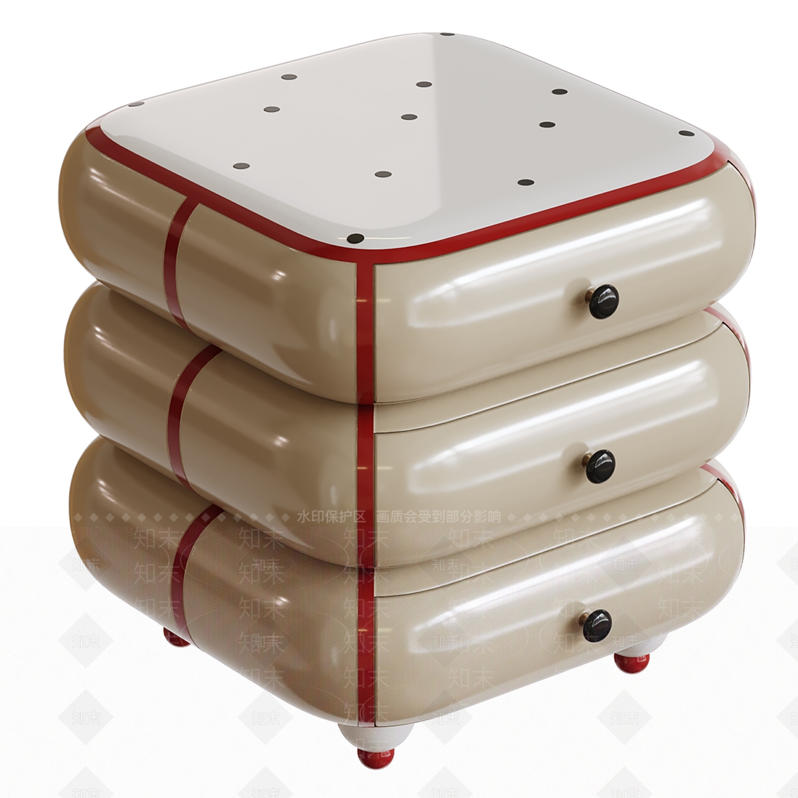 奶油床头柜3D模型下载【ID:1203979631】