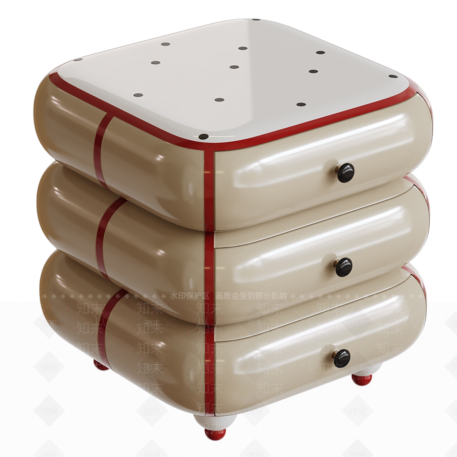 奶油现代床头柜SU模型下载【ID:1203909116】