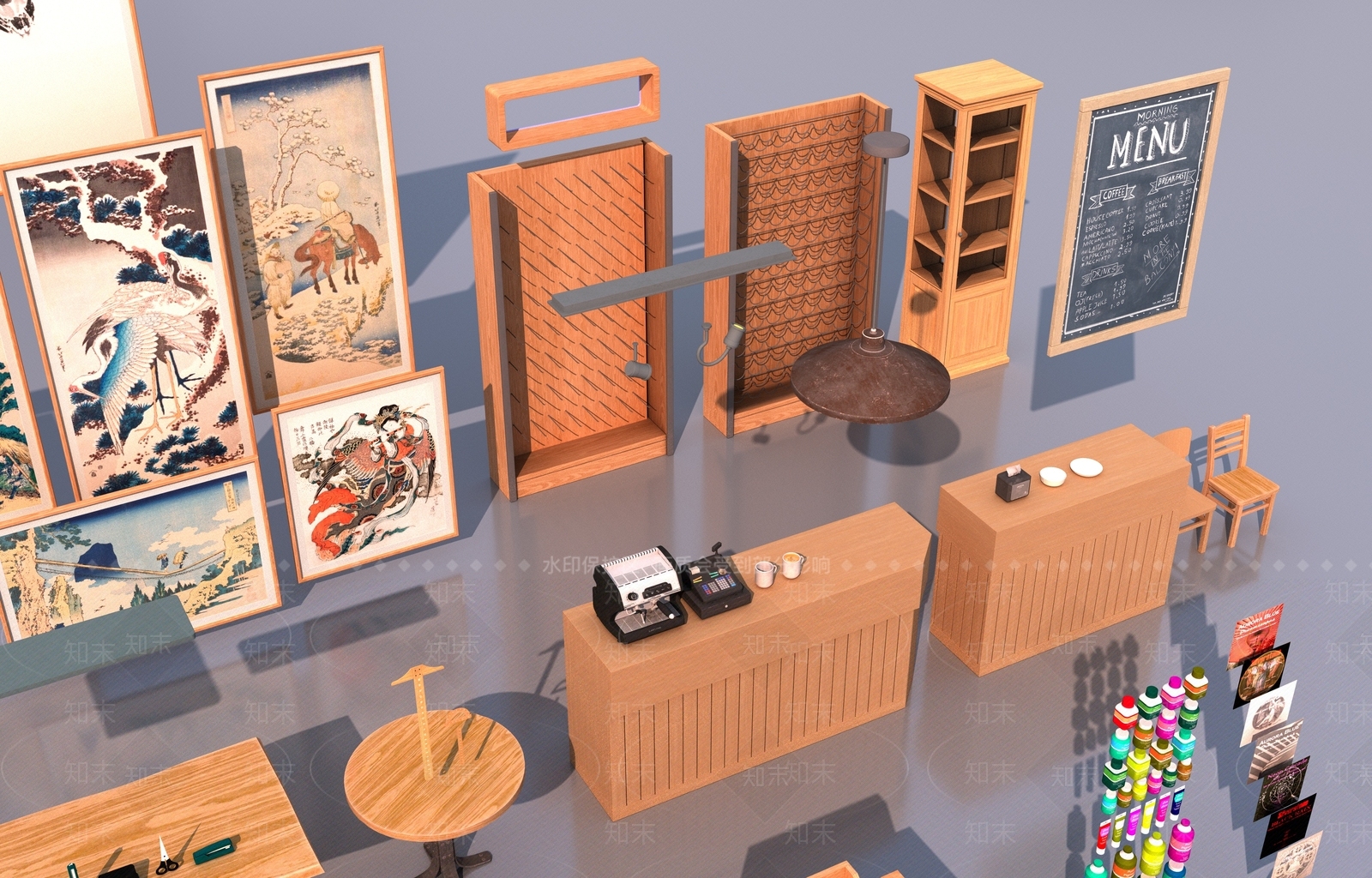 现代书桌椅3D模型下载【ID:1203916770】