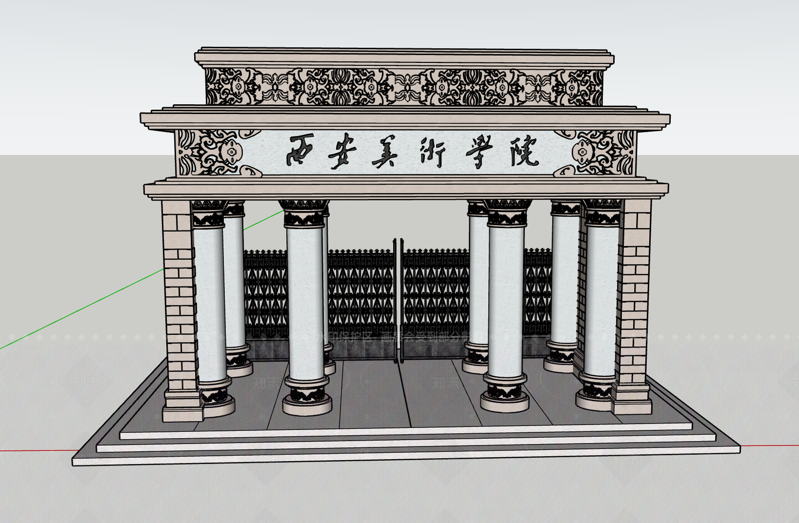 复古现代学校建筑SU模型下载【ID:1205042918】