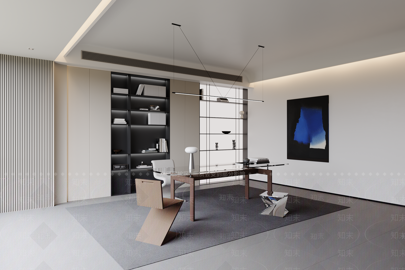 现代极简书房3D模型下载【ID:1203924612】