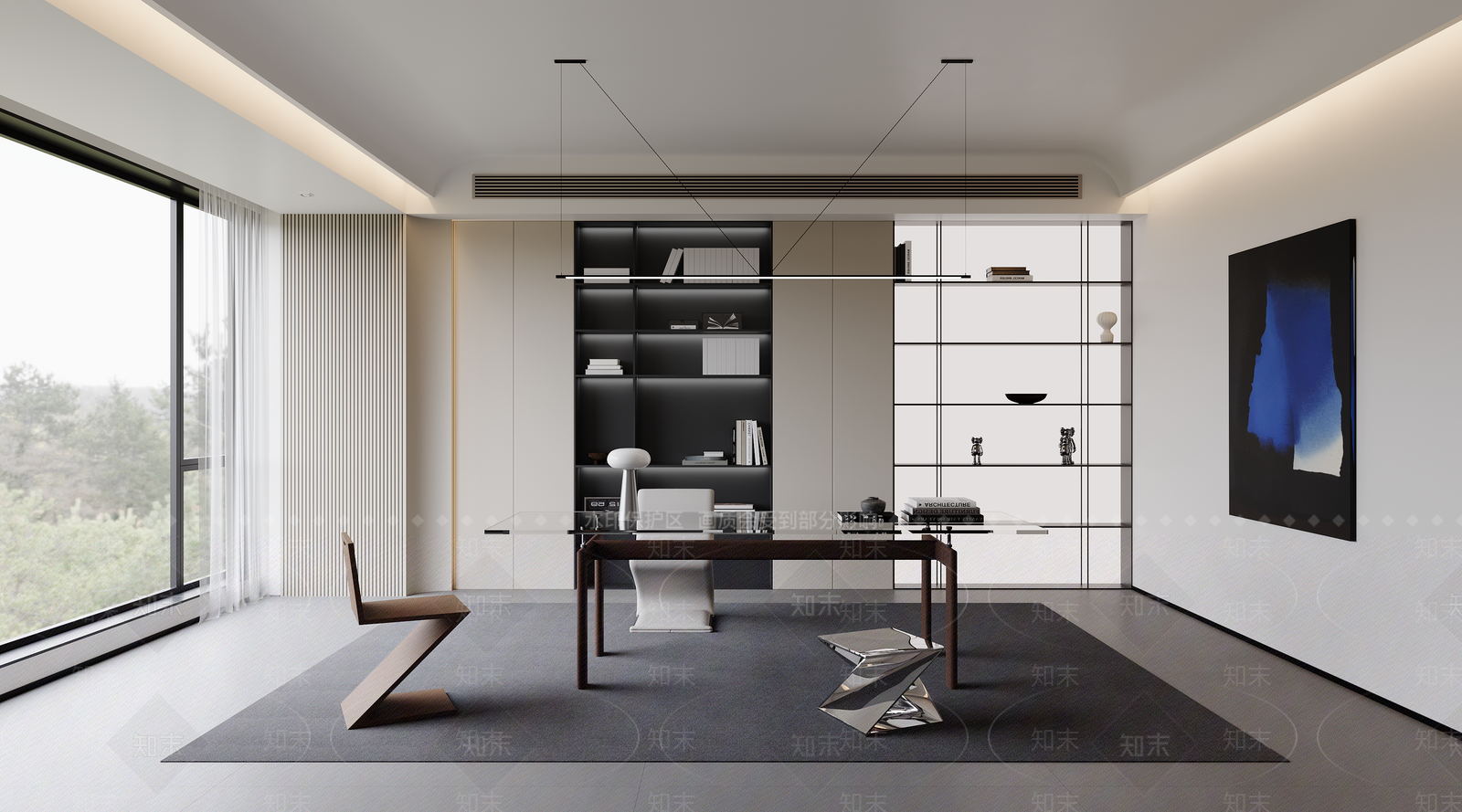 现代极简书房3D模型下载【ID:1203924612】